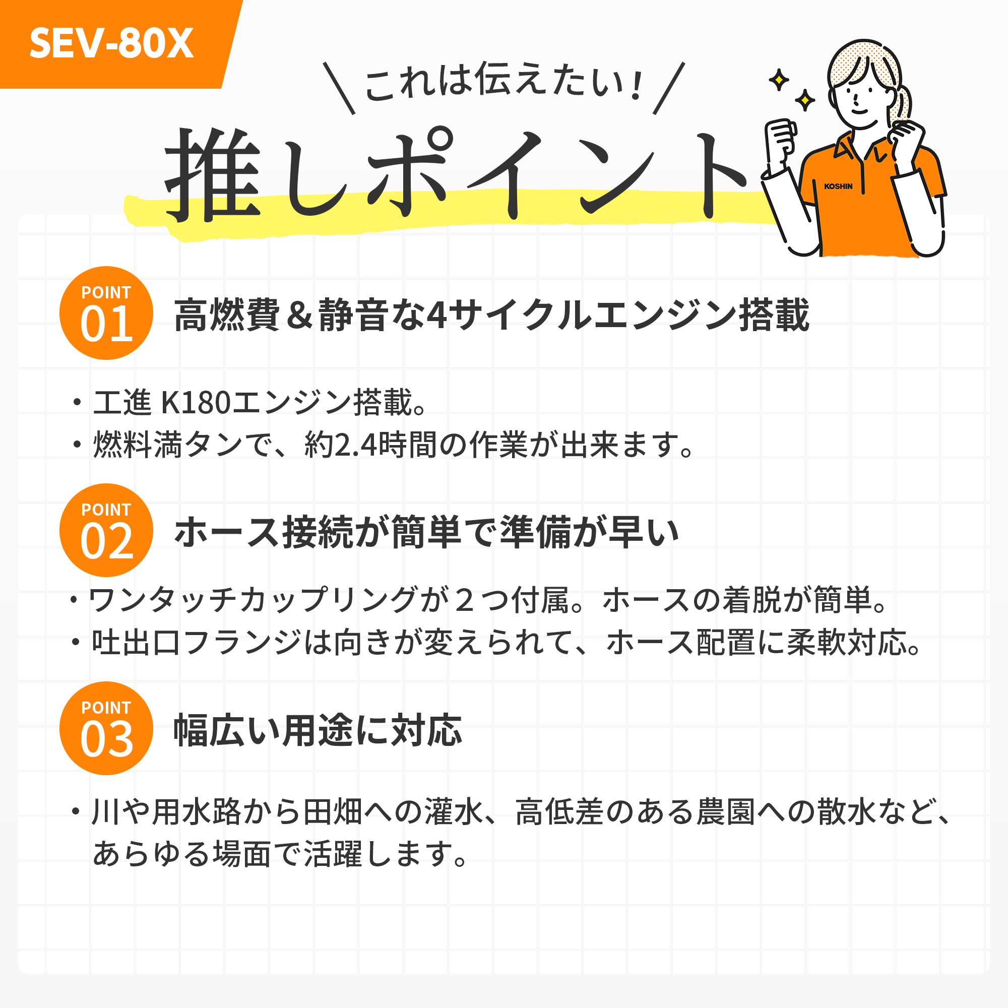 ハイデルスエンジンポンプ 工進エンジン搭載 SEV-80X(SEV-80X-AAA-5