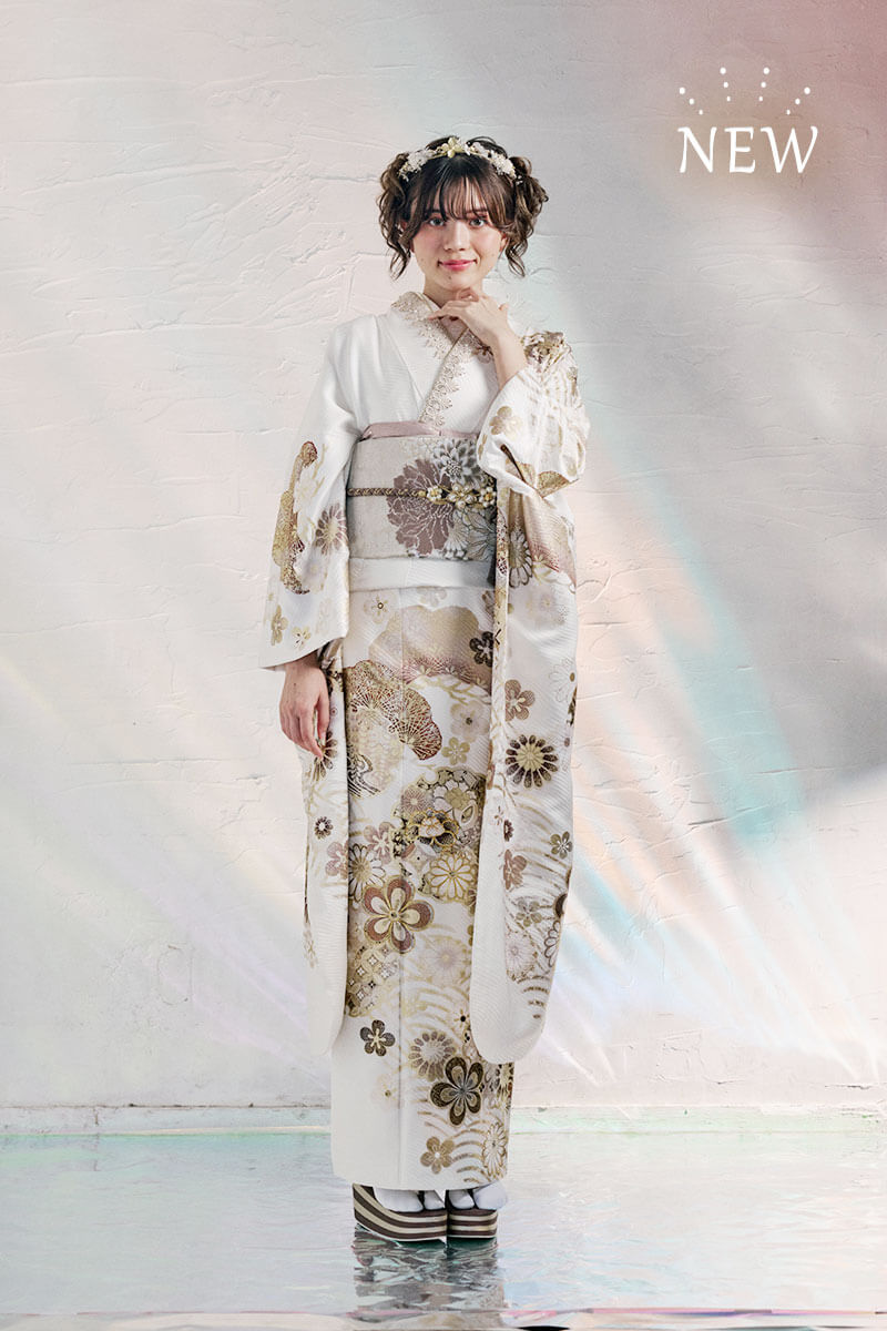 華やかな金彩が映える優雅な上品な白地の振袖 | 成人式の振袖 購入