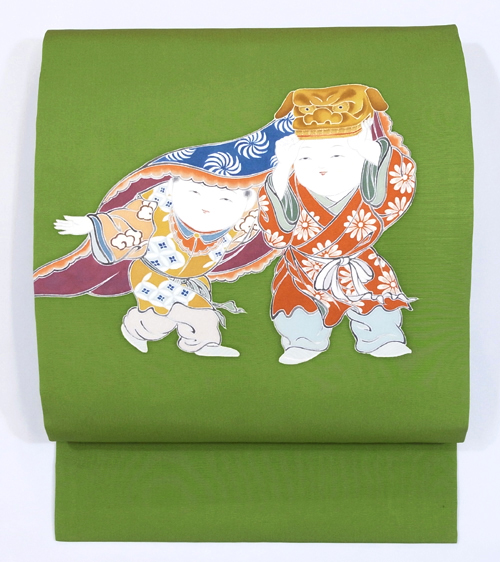 童子と玩具の柄友禅名古屋帯(g22'110sY) 帯紹介