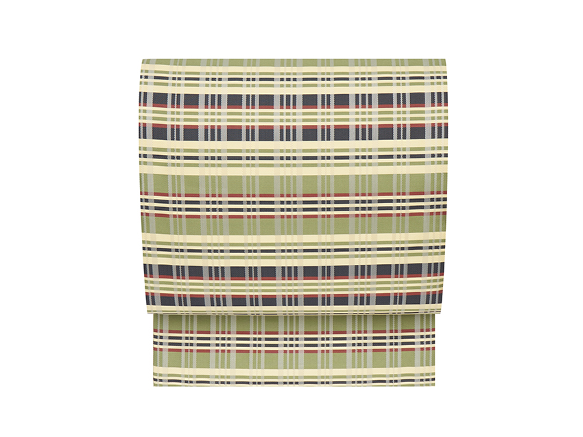 厚板格子開名古屋帯 「有職織物」人間国宝 喜多川俵二作(K85360cj