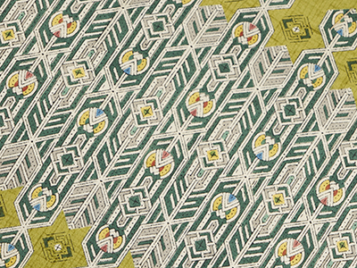 木版摺更紗名古屋帯 「木版摺更紗」人間国宝 鈴田滋人作(f21_1560ME