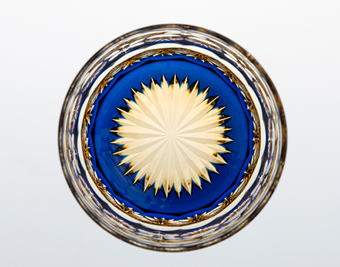 直営店限定 江戸切子 伝統工芸士・篠崎英明作 重ね色目ロックグラス