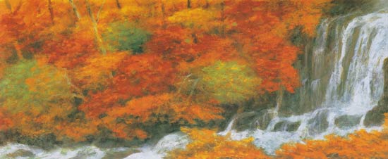 奥田元宋 絵画 渓澗秋耀 送料無料 【複製】【美術印刷】【巨匠】【横長