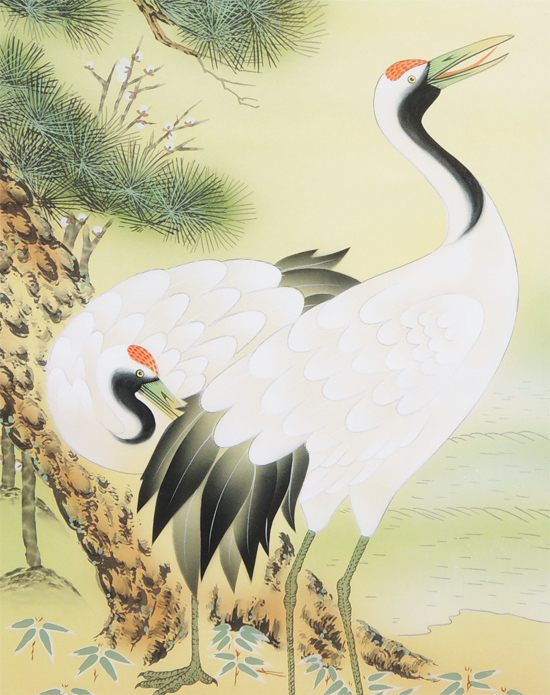 掛け軸 松竹梅鶴亀 (吉田瑞光) 送料無料 【掛軸】【一間床・半間床