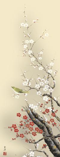 花鳥画 梅に鶯 清水玄澄 （春）尺五 【特価】！ 春 - 掛け軸（掛軸