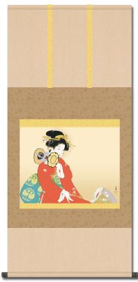 上村松園 鼓の音（名画複製画） 尺五 特別価格 日本製 大観 玉堂 松園