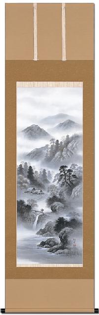 中家玲史 水墨山水 尺五立！ 山水画 - 掛け軸（掛軸）販売通販なら