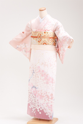 正絹 付下げ・訪問着レンタル 150042 桂由美 薄ピンク 桜絞り