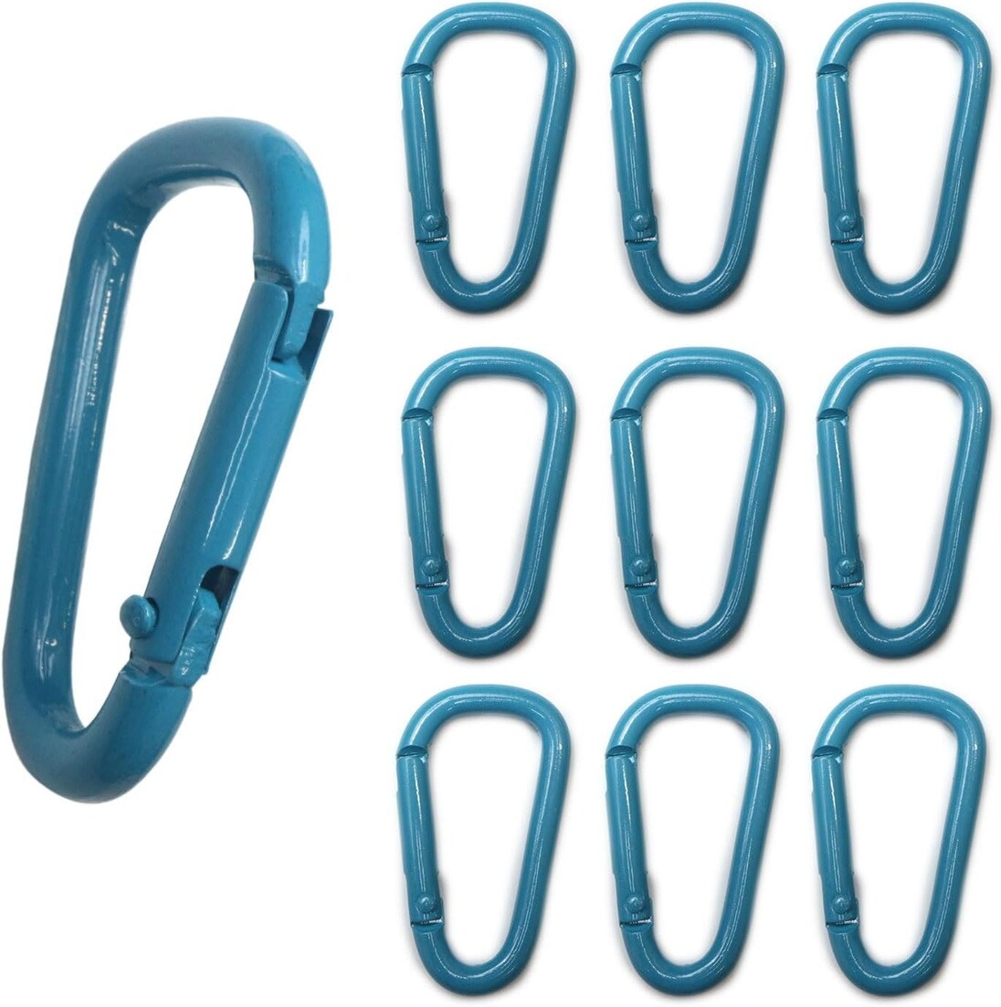 訳有り】カラビナ ミニ【ターコイズブルー】水色 10個入り 超軽量
