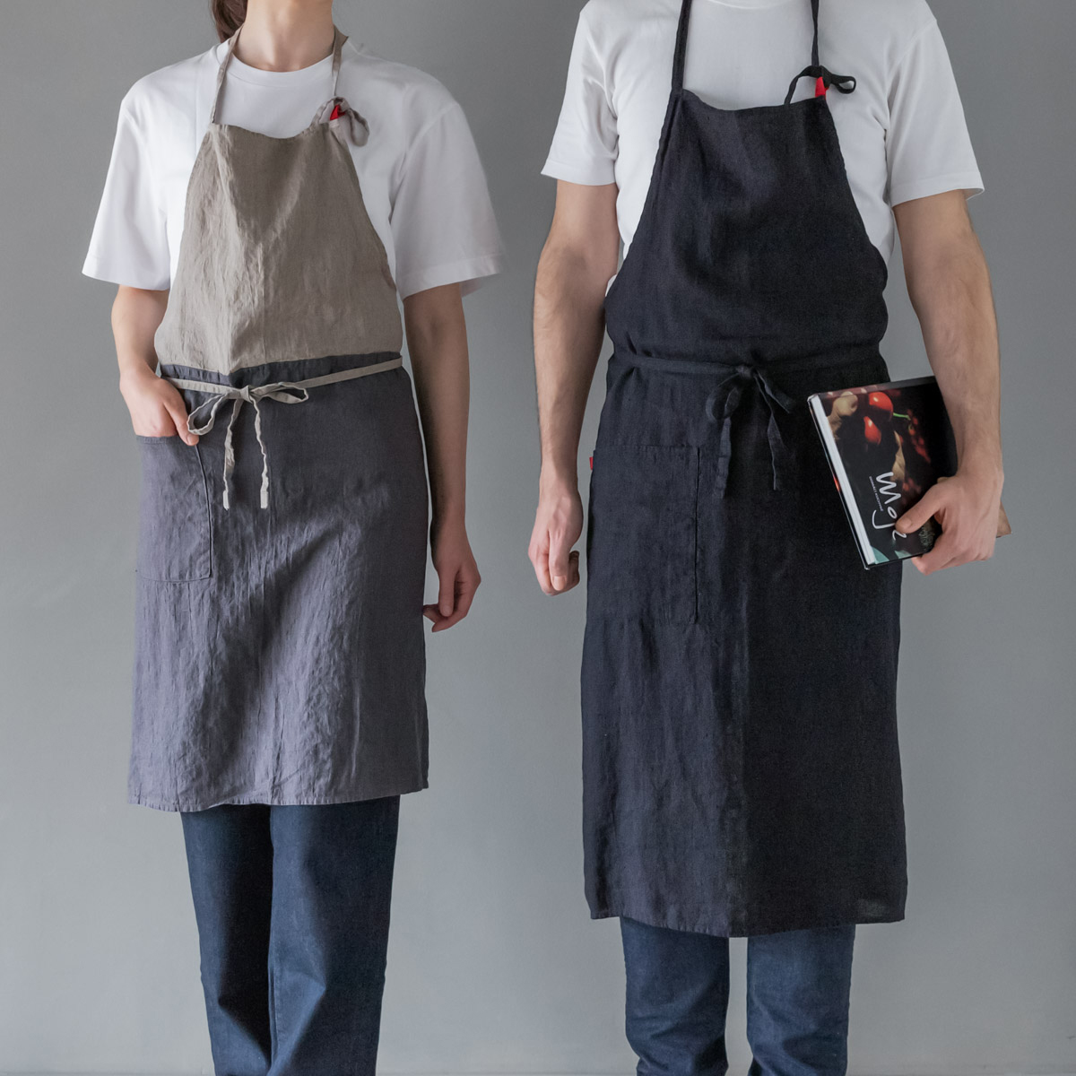 麻100％のフレンチシックでお洒落なリネンエプロンです。ギフトやお