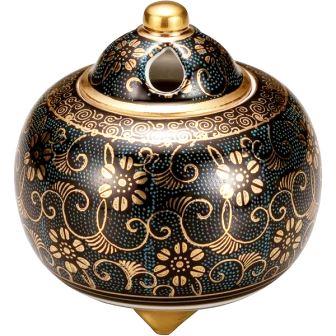 香炉/香立】九谷焼 青粒鉄仙（木箱付／送料サービス）