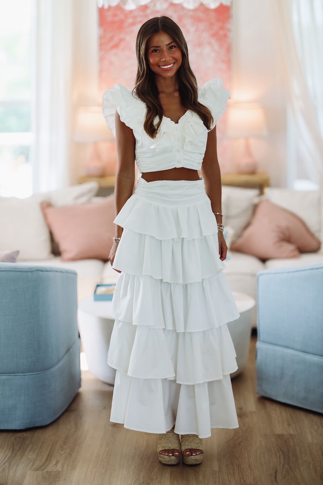 Lemon Zest Ruffled Crop Top - White – Hazel & Olive