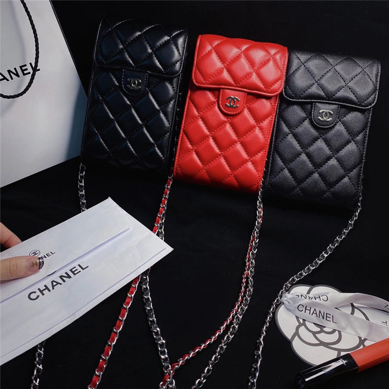 シャネル 斜 めがけ ミニ スマホショルダー ブランド スマホ 2台持ち