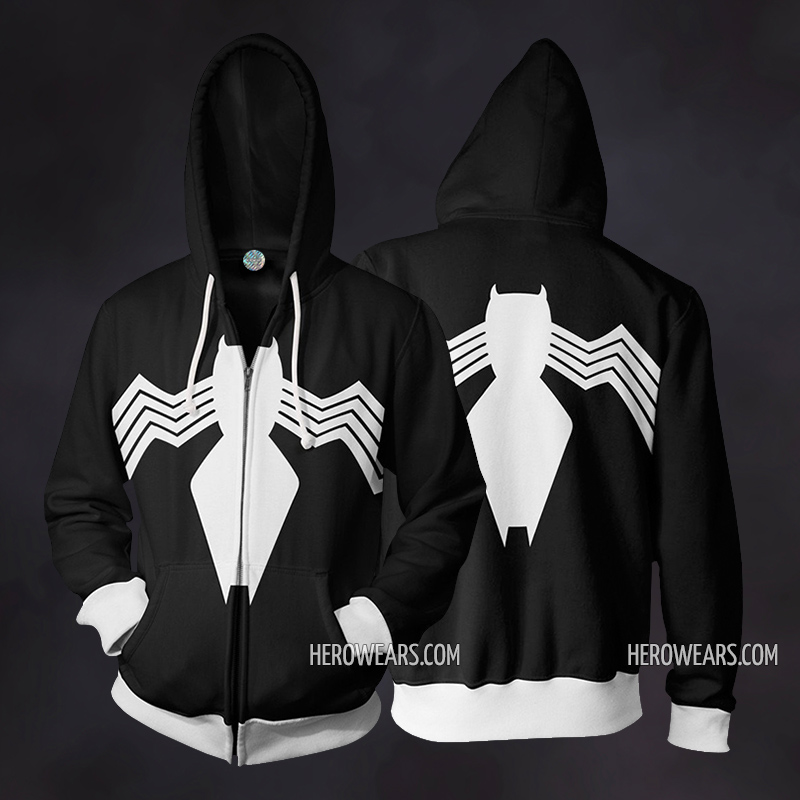 Spider Man Black Zipper Hoodie - HeroWears.com