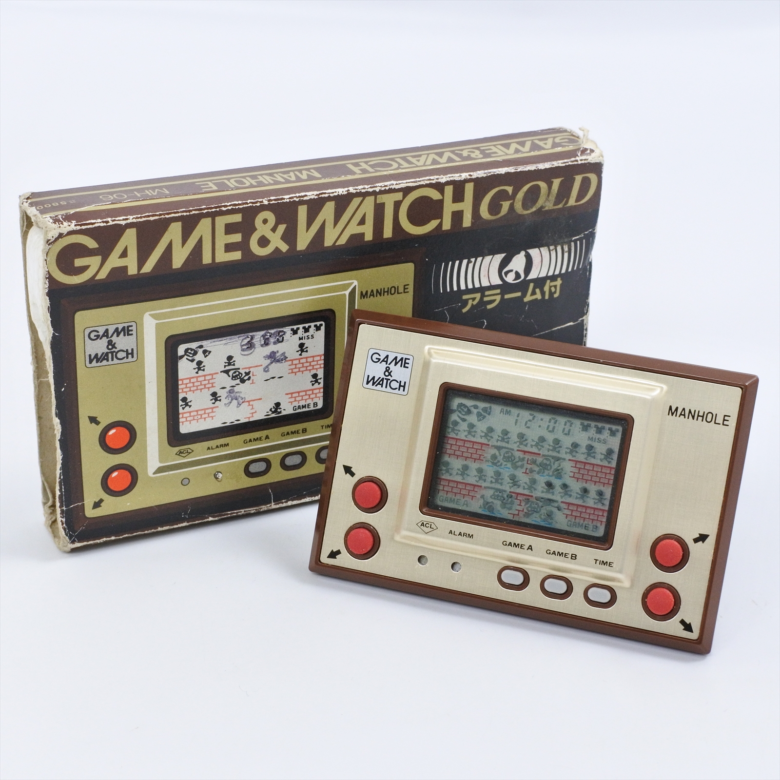 LCD MANHOLE Game Watch Gold Boxed MH-06 Tested Nintendo JAPAN Game