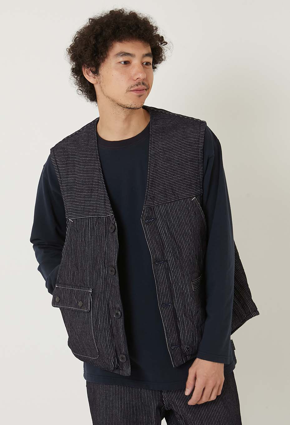 コードデニム ネルライニング オーバーベスト | BLUE BLUE