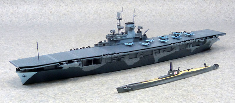 アオシマ 米国海軍 航空母艦 ワスプ & 日本海軍 潜水艦 伊19 1/700