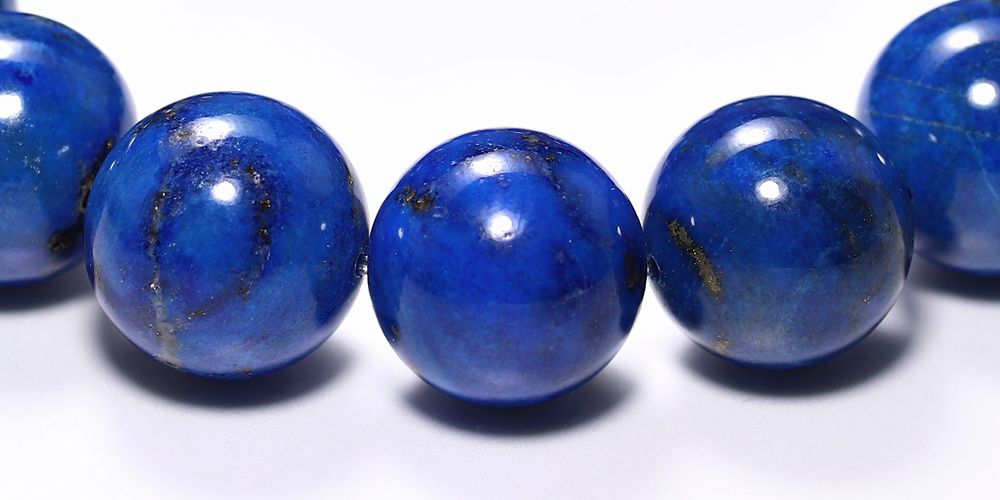 高品質+]アフガニスタン産ラピスラズリブレスレット（約14.5mm玉