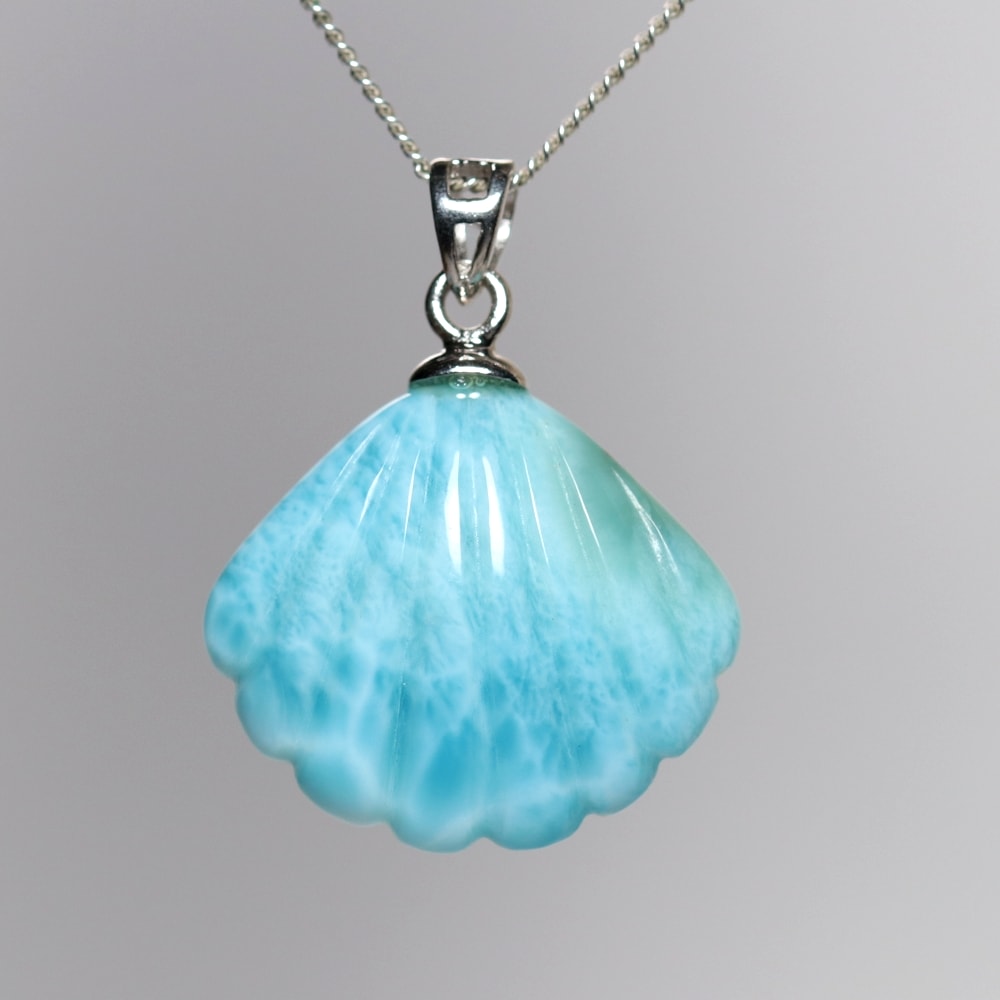 特別価格]ドミニカ共和国産ラリマーシェルカットペンダントトップ