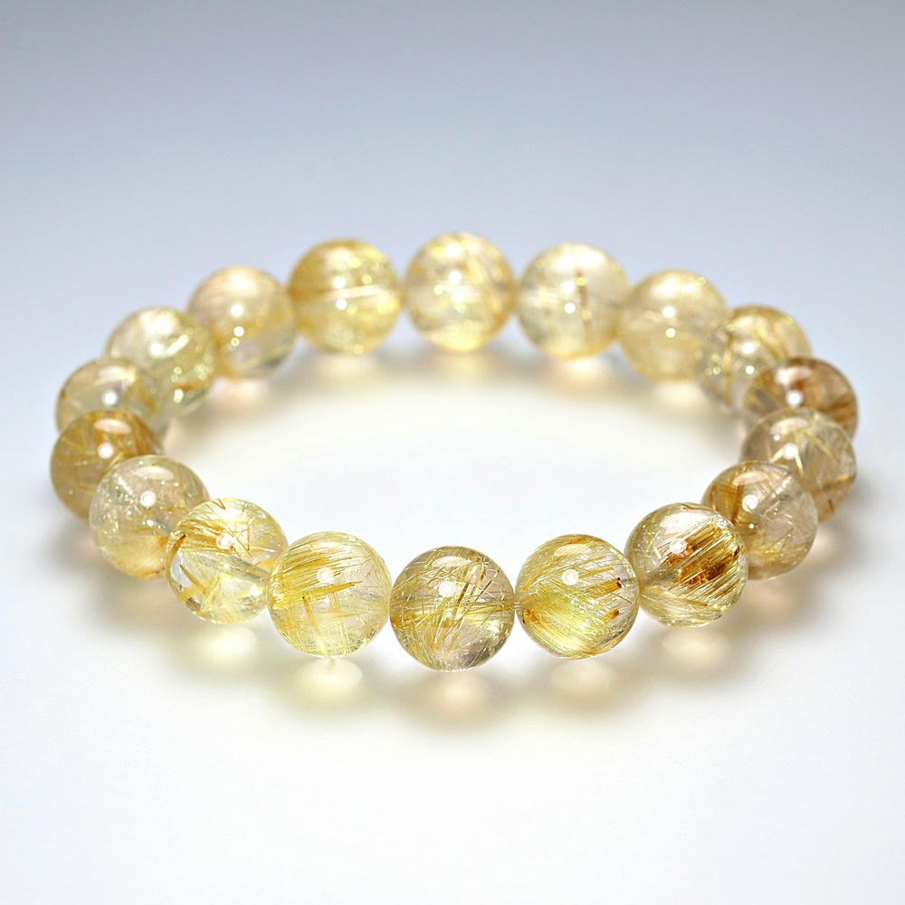 高品質++]ゴールドルチルクォーツブレスレット（約11mm玉） - 埼玉県