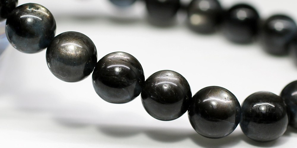 高品質]ブラックスターアクアマリンブレスレット（約9mm玉） - 埼玉県