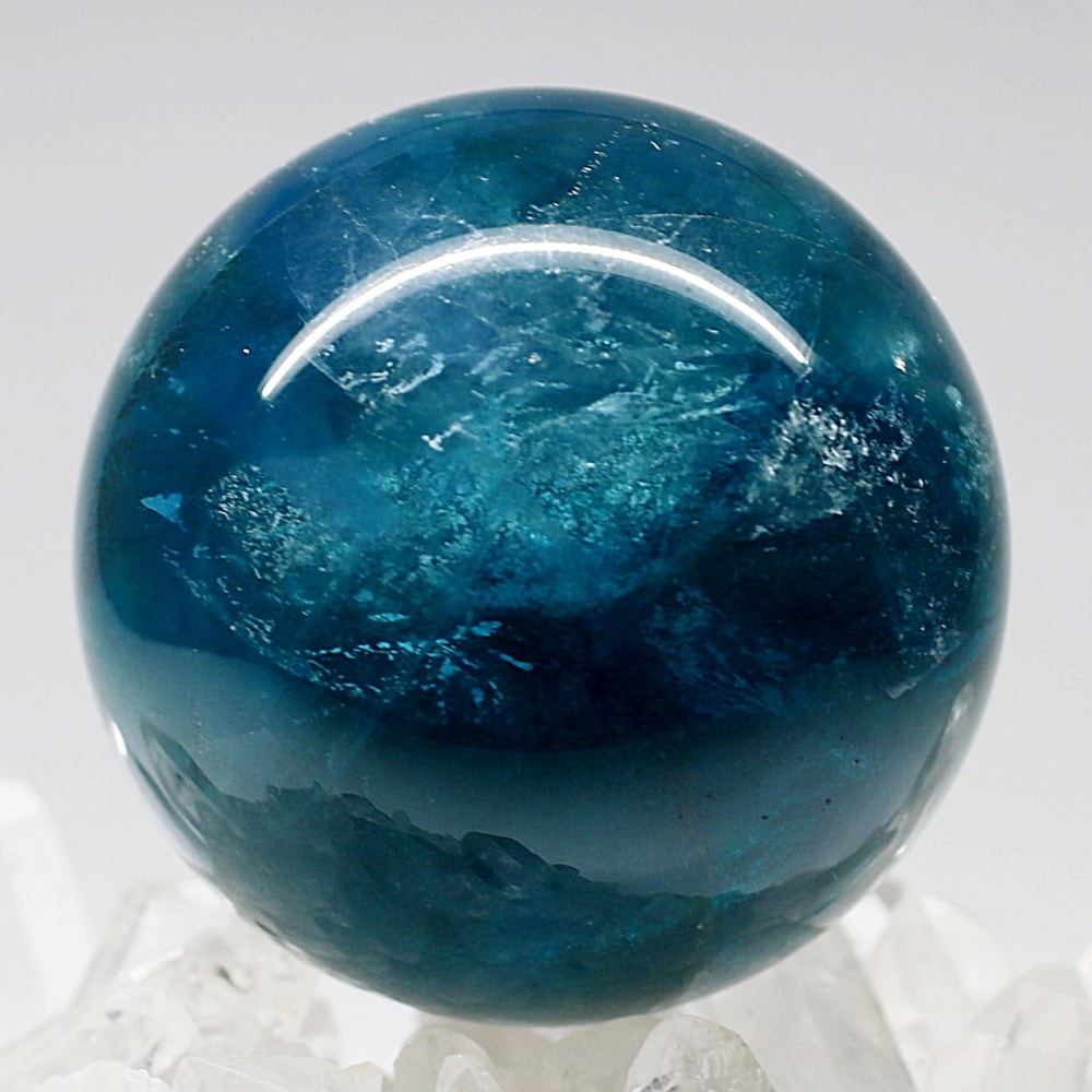 高品質]ディープブルーフローライト丸玉/スフィア（直径57.3mm