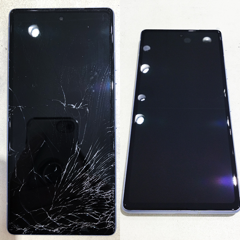 操作可能だけど画面がバキバキ状態！Pixel 7aの即日修理。 | スマホ