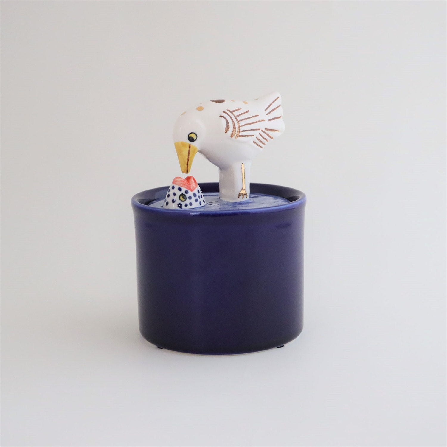 定番品】Lisa Larson Jar with Lid bird & fish｜入荷待ち商品｜IDEE