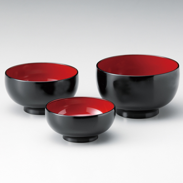 三つ組椀 黒内朱 漆塗り 11-05204 (製造中止) 漆器の井助