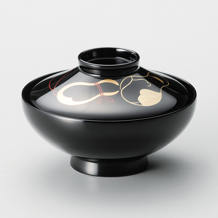 吸物椀 瓢 富士型 黒 5客セット 漆塗り (製造中止) 漆器の井助