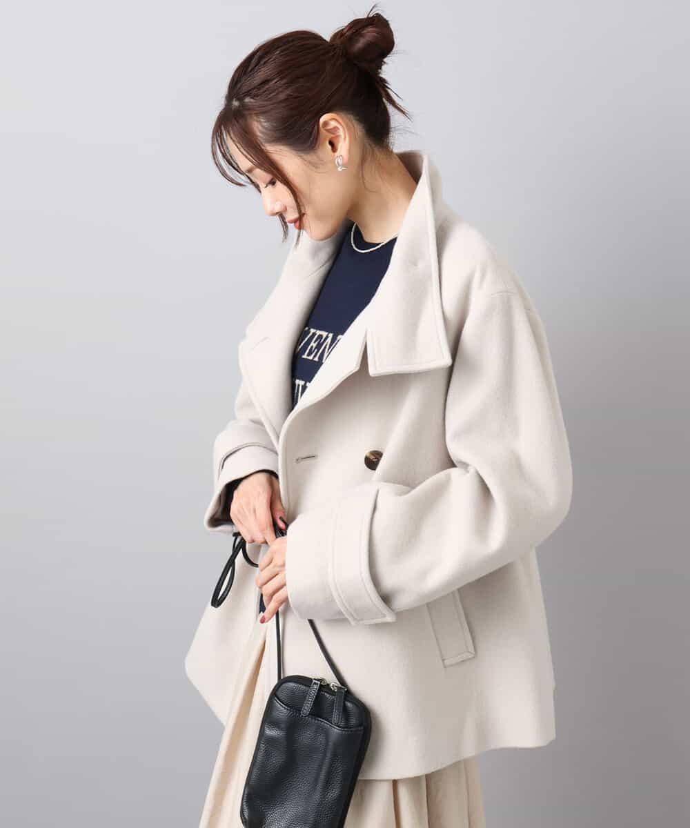 超軽量]エアリアルウール スタンドカラーショートコート(その他の