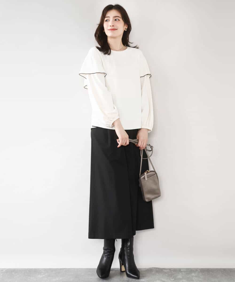 TRソフトストレッチ裏起毛ガウチョパンツ/洗える(ガウチョ・ワイド