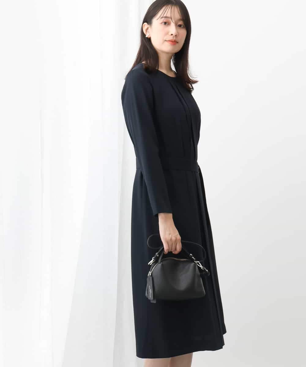 サテンジョーゼット プリーツワンピース/洗える(ワンピース) | MK