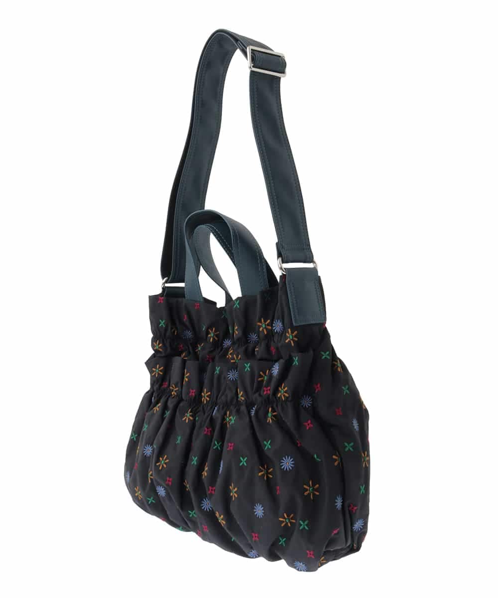 2WAY】フラワー刺繍ハンドル付きショルダーバッグ(ショルダーバッグ