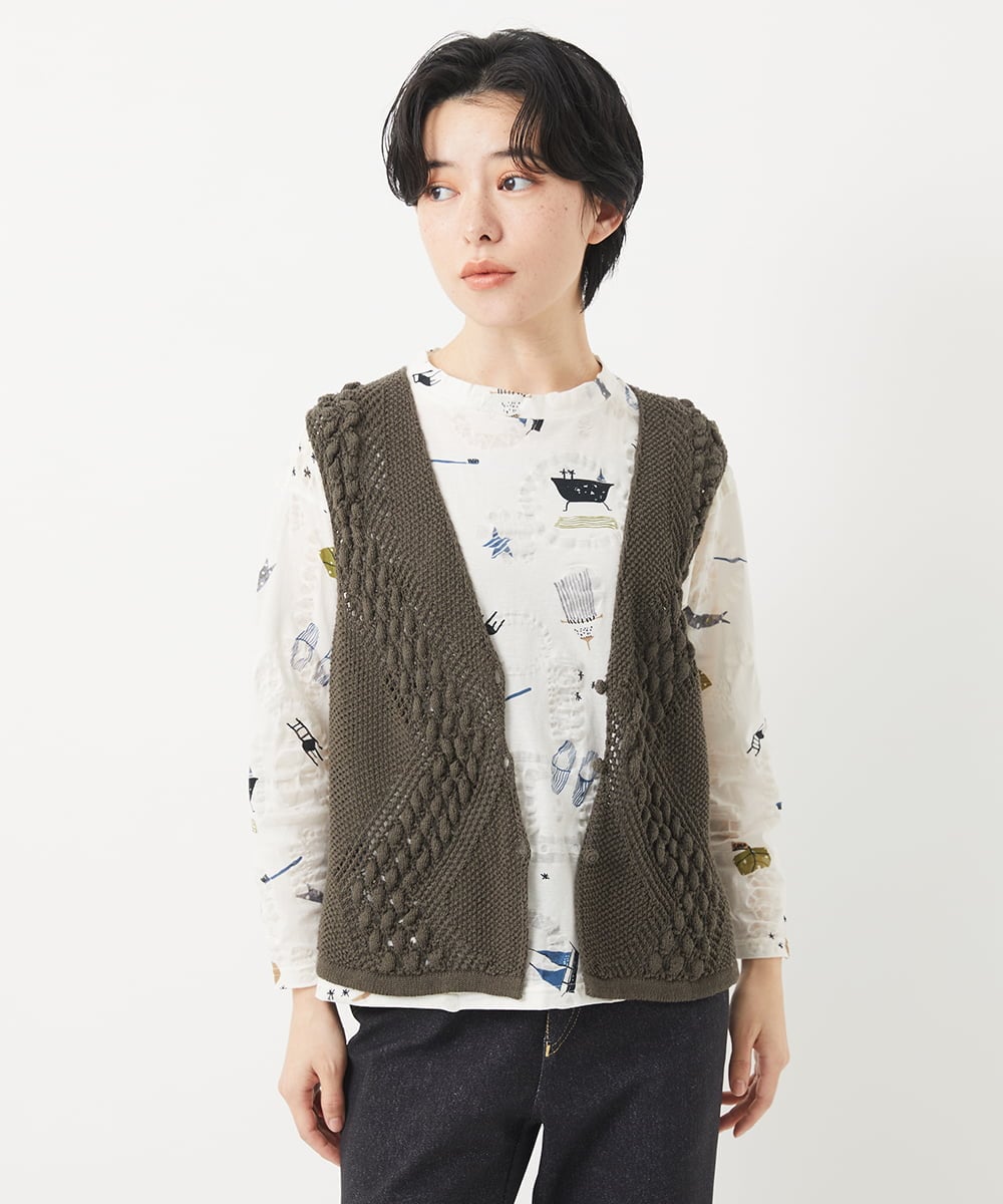 透かし編みニットベスト(ベスト・ジレ) | GIANNI LO GIUDICE(小さい