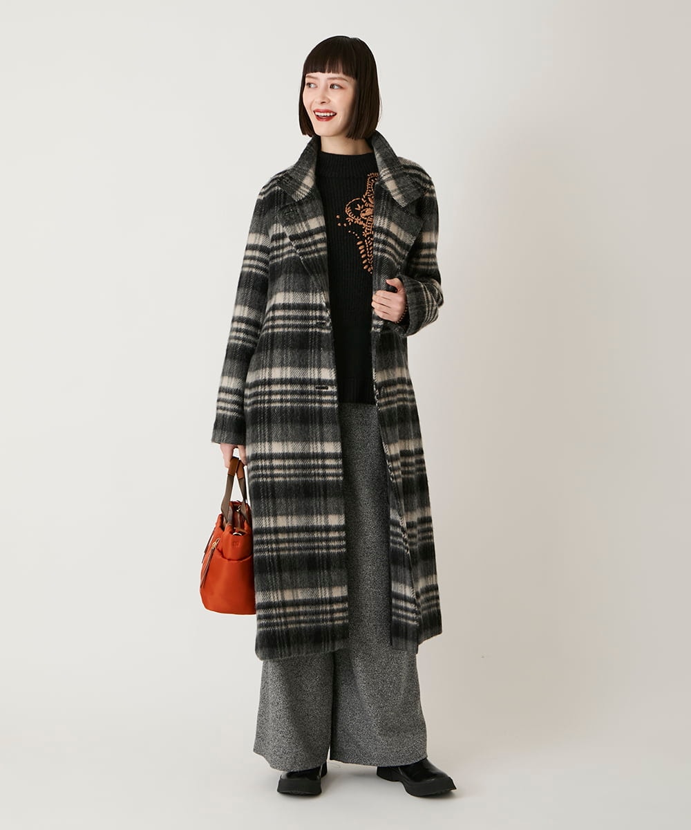 ウールシャギーチェック柄コート(その他のコート・ブルゾン) | HIROKO
