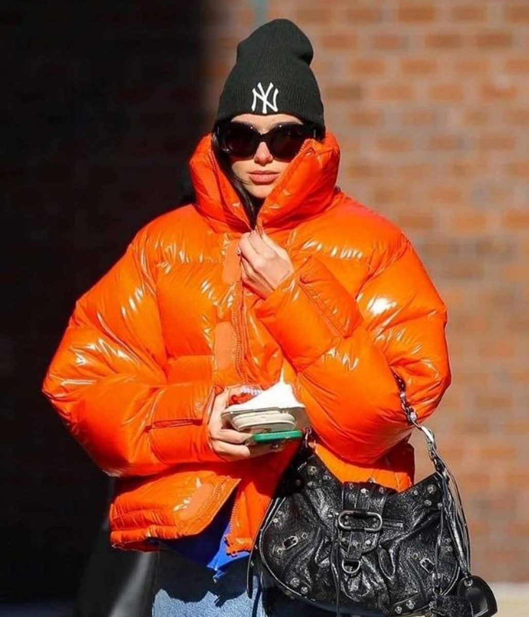 Street Wear Orange Dua Lipa Puffer Jacket - Jackets Masters