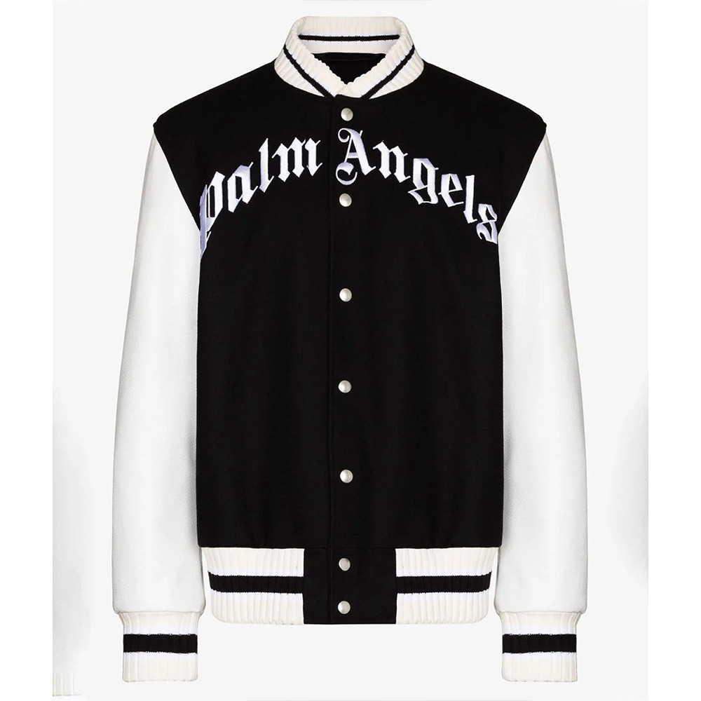 Black/White 50 Bear Palm Angels Varsity Jacket - Jackets Masters