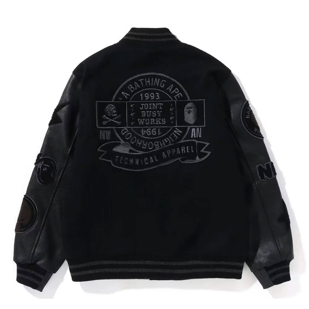 Blue/Black Bape Neighborhood Varsity Jacket