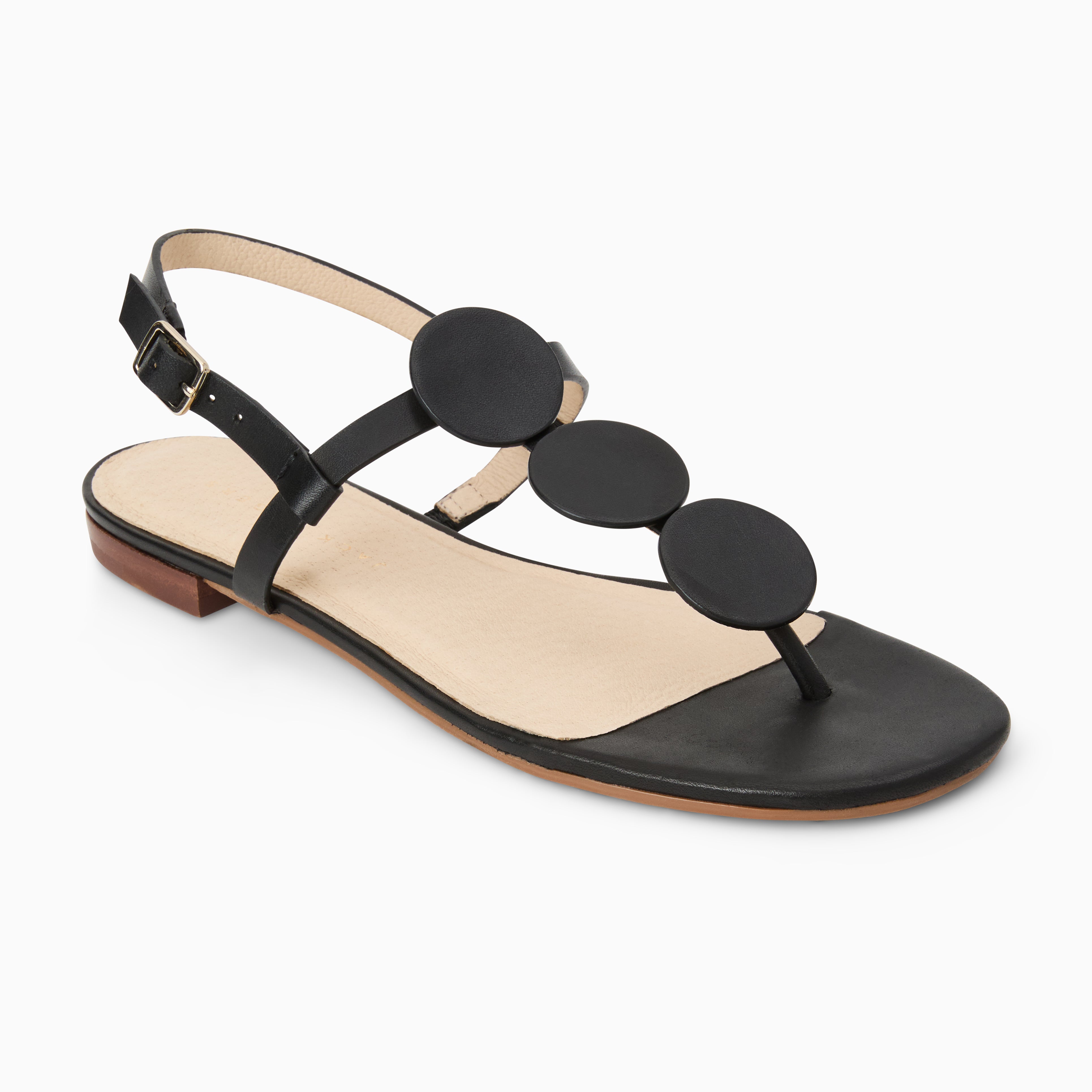 Jack Rogers Worth Flat Sandal in Black – Premium Vachetta Leather