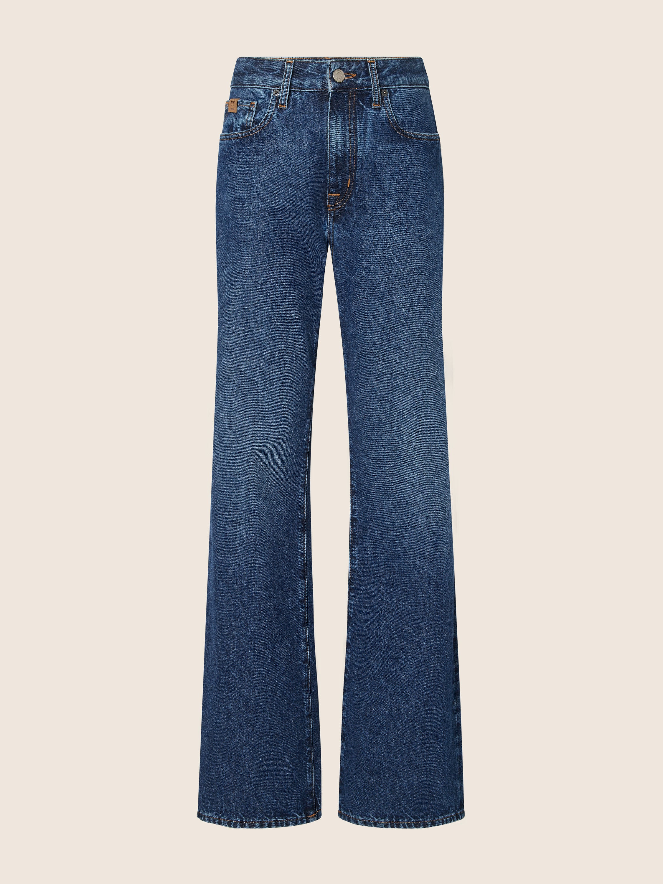 Hailey Relaxed 5 Pocket Jeans in Medium Blue Cotton Denim | Jacob