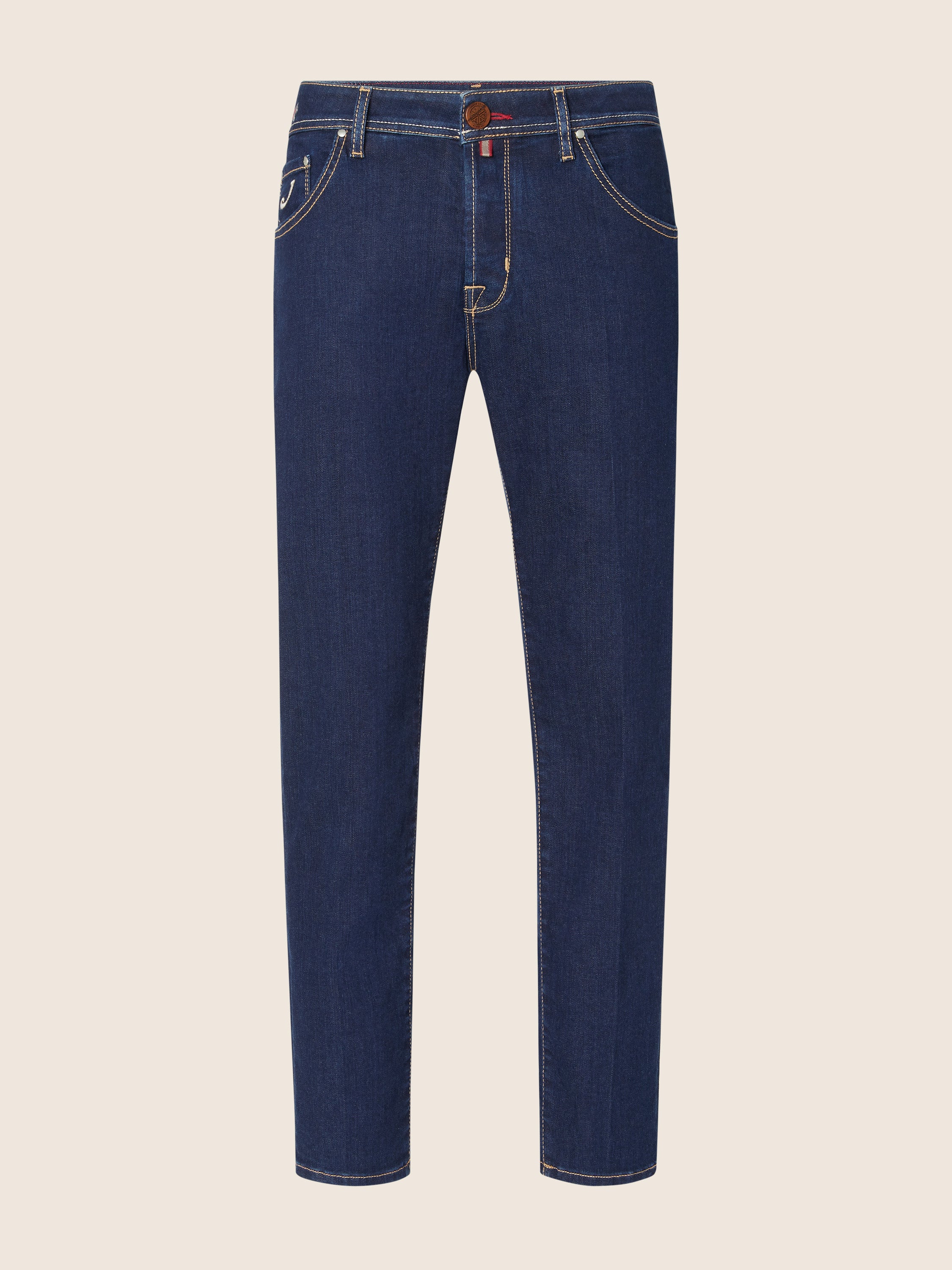 Scott Slim Cropped 5 Pocket Jeans in Dark Blue Super Stretch Denim