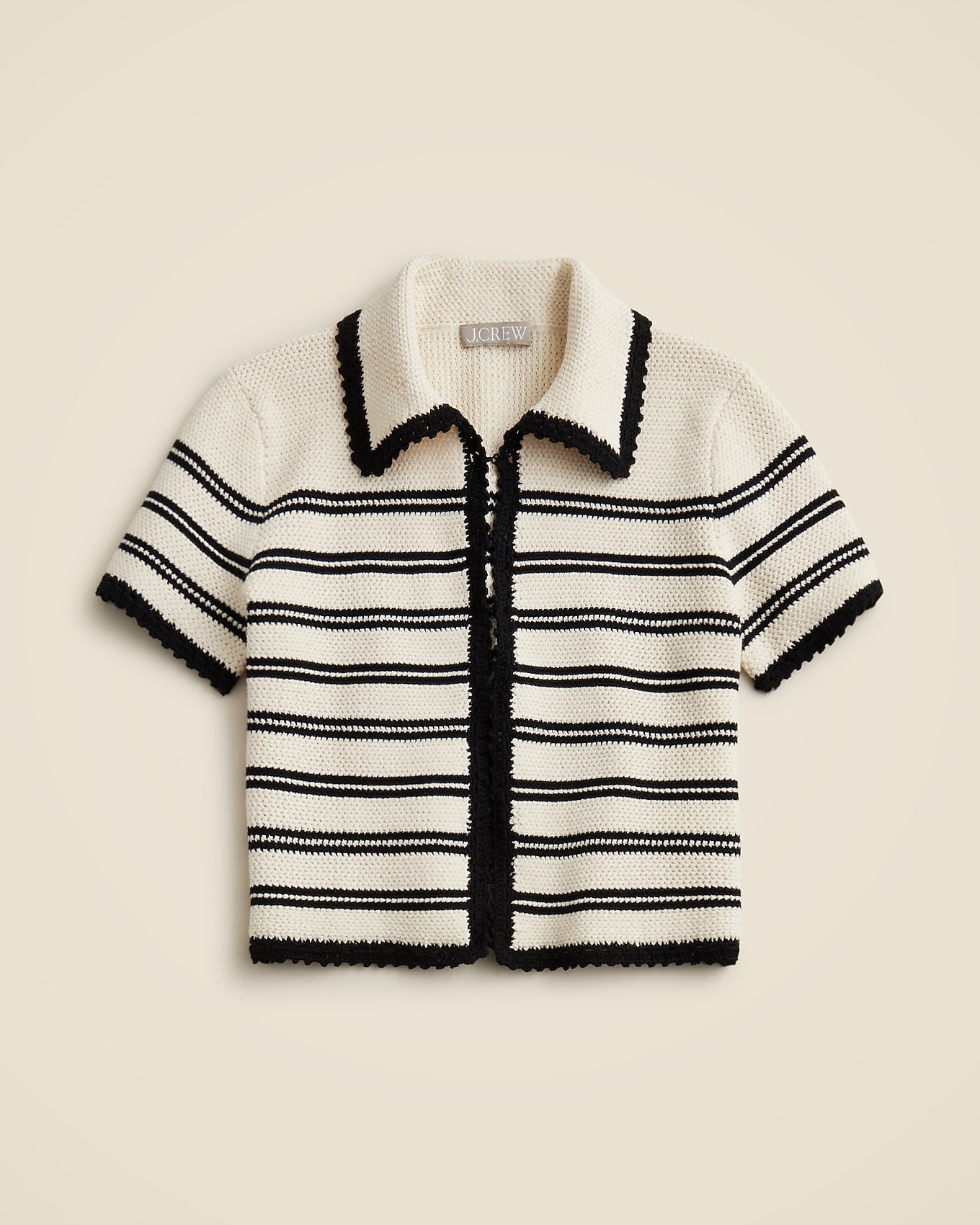 Crochet Short-sleeve Cardigan In Stripe For Women | J.Crew