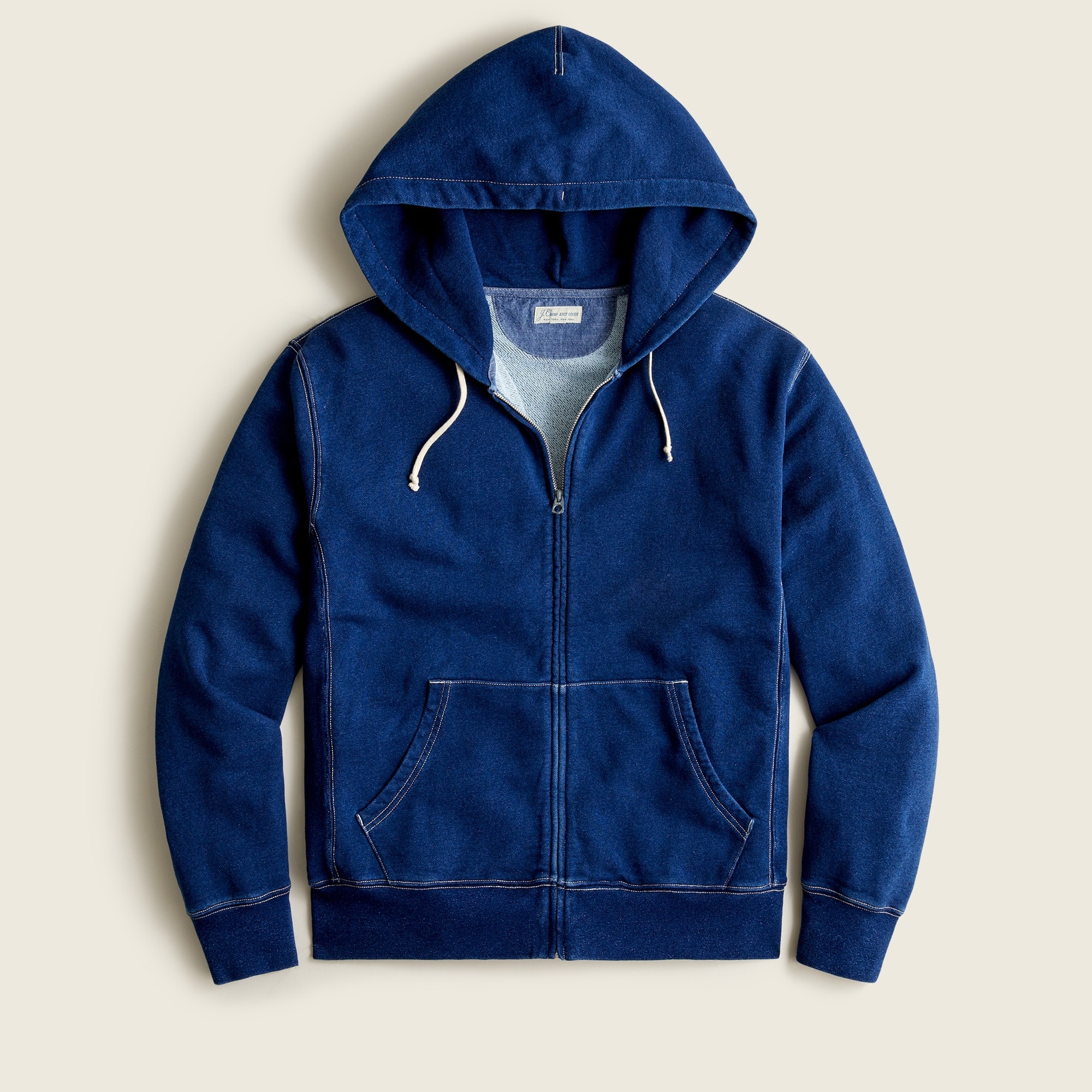 Wallace & Barnes Indigo-dyed Full-zip Fleece Hoodie For Men | J.Crew