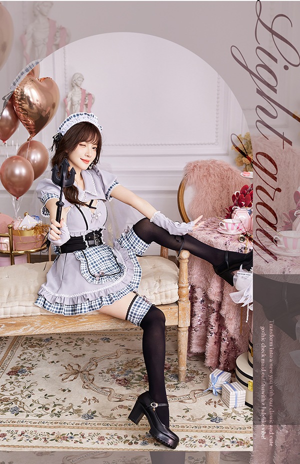 即日発送】ゴシックチェックメイドドレス【マリームーン】【ハロウィン