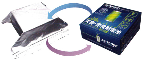 日本経済新聞（2017/8/28発行）に、災害・非常用電池「エイターナス