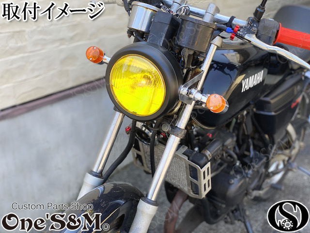 4ミニにオススメ 160π ガラス イエローレンズ マッドブラック 丸型