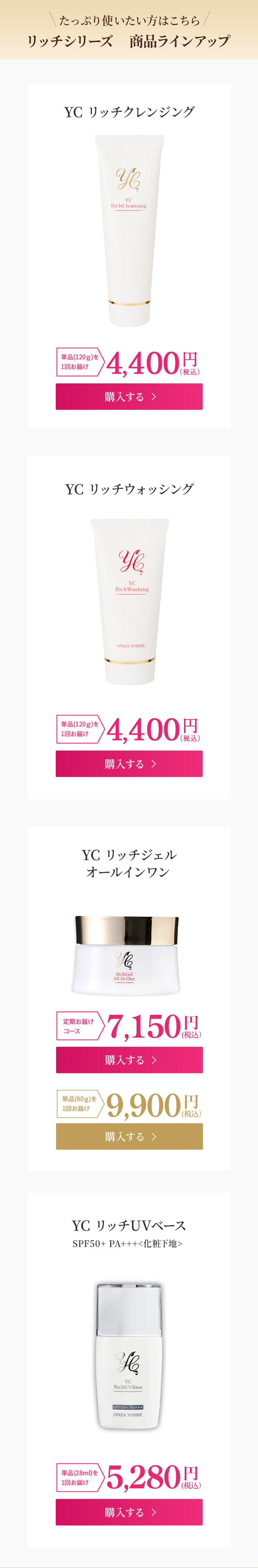 銀座よしえクリニック美容皮膚科医開発 YCリッチシリーズお試しセット