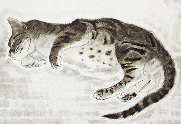 藤田嗣治 猫十態 眠る猫 | 絵画など美術品の販売と買取 | 東京・銀座