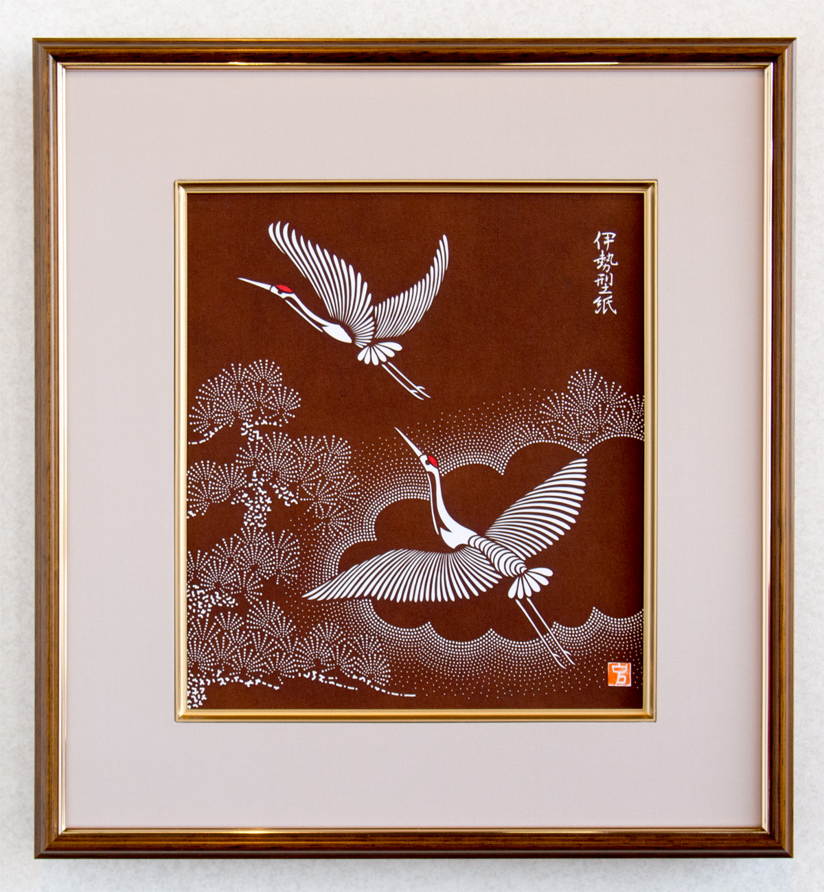 松鶴」￥12,100 伊勢型紙インテリア額 | 伊勢型紙専門店おおすぎ（株式